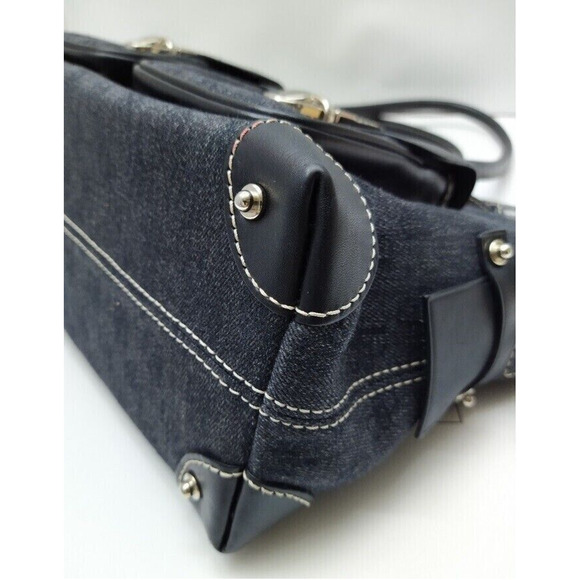 Dooney & Bourke Black Canvas DB Printed Pockets Zipper Satchel Bag w/ Wallet - Picture 9 of 14